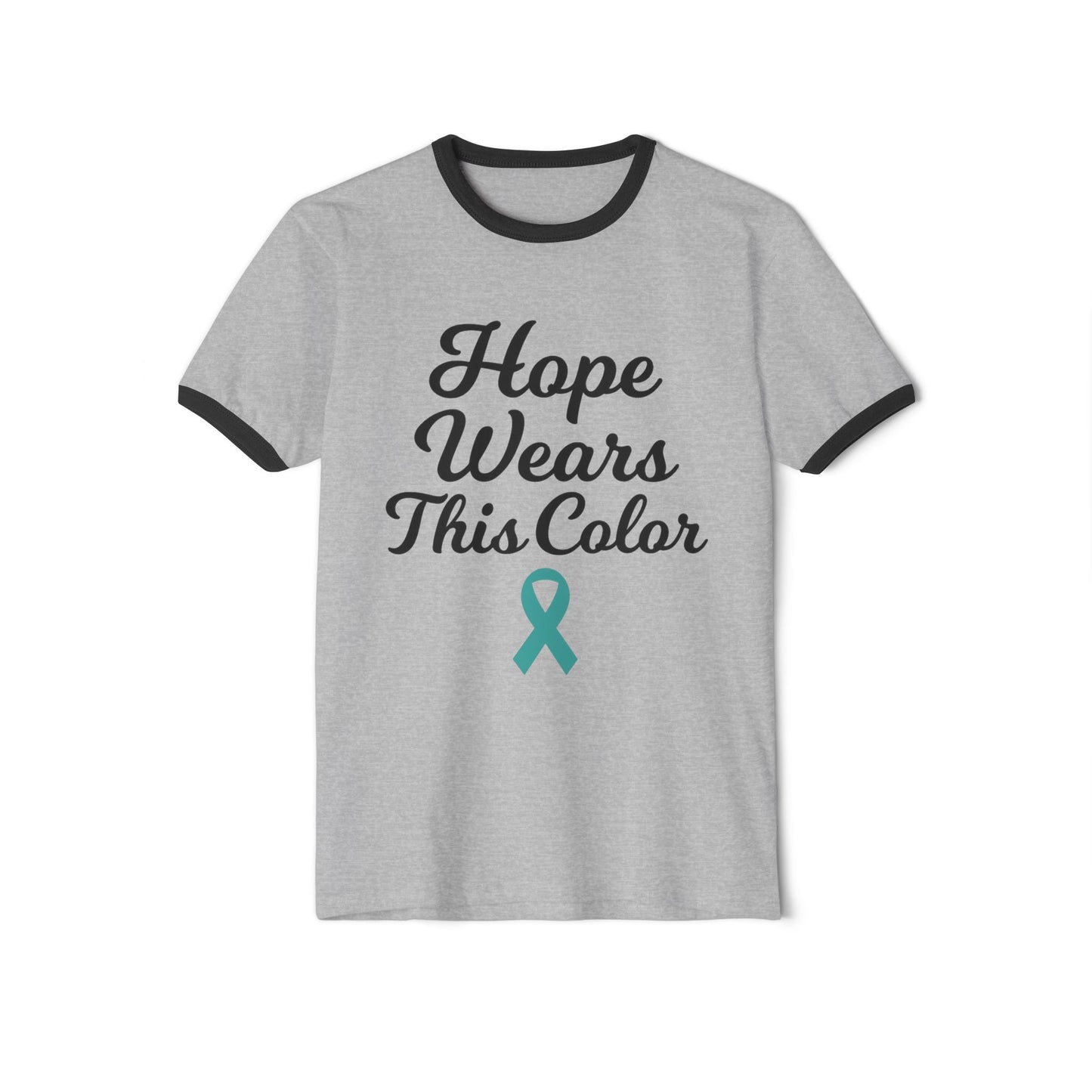 Hope Wears This Color Unisex Cotton Ringer T-Shirt, Inspirational Tee, Awareness Campaign Shirt, Gift for Supporters, Casual Wear