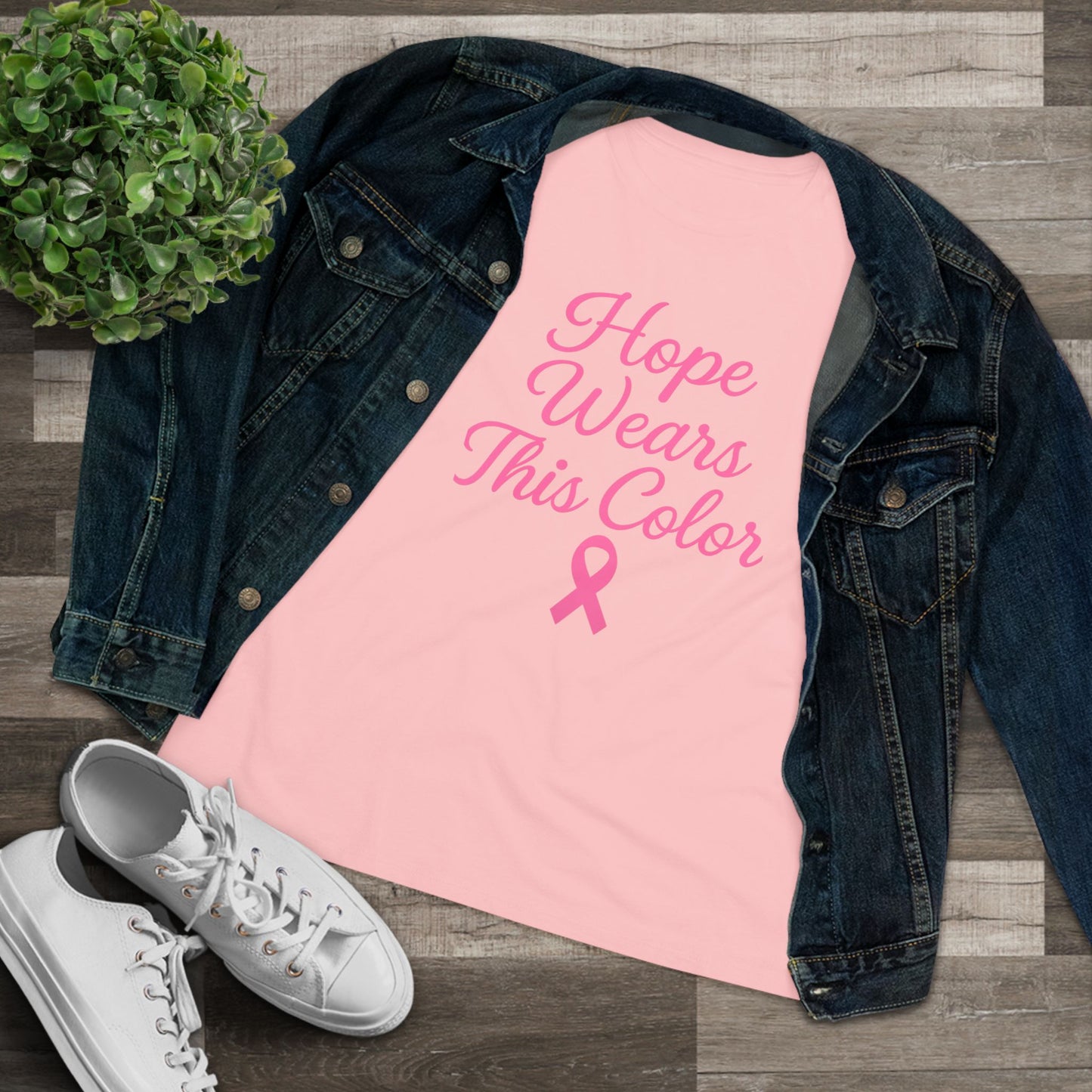 Hope Wears This Color Women's Cotton Tee, Inspirational Gift, Breast Cancer Awareness Shirt, Supportive Tee, Positive Message Top