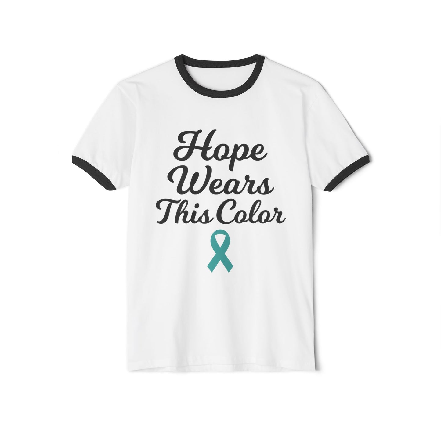 Hope Wears This Color Unisex Cotton Ringer T-Shirt, Inspirational Tee, Awareness Campaign Shirt, Gift for Supporters, Casual Wear