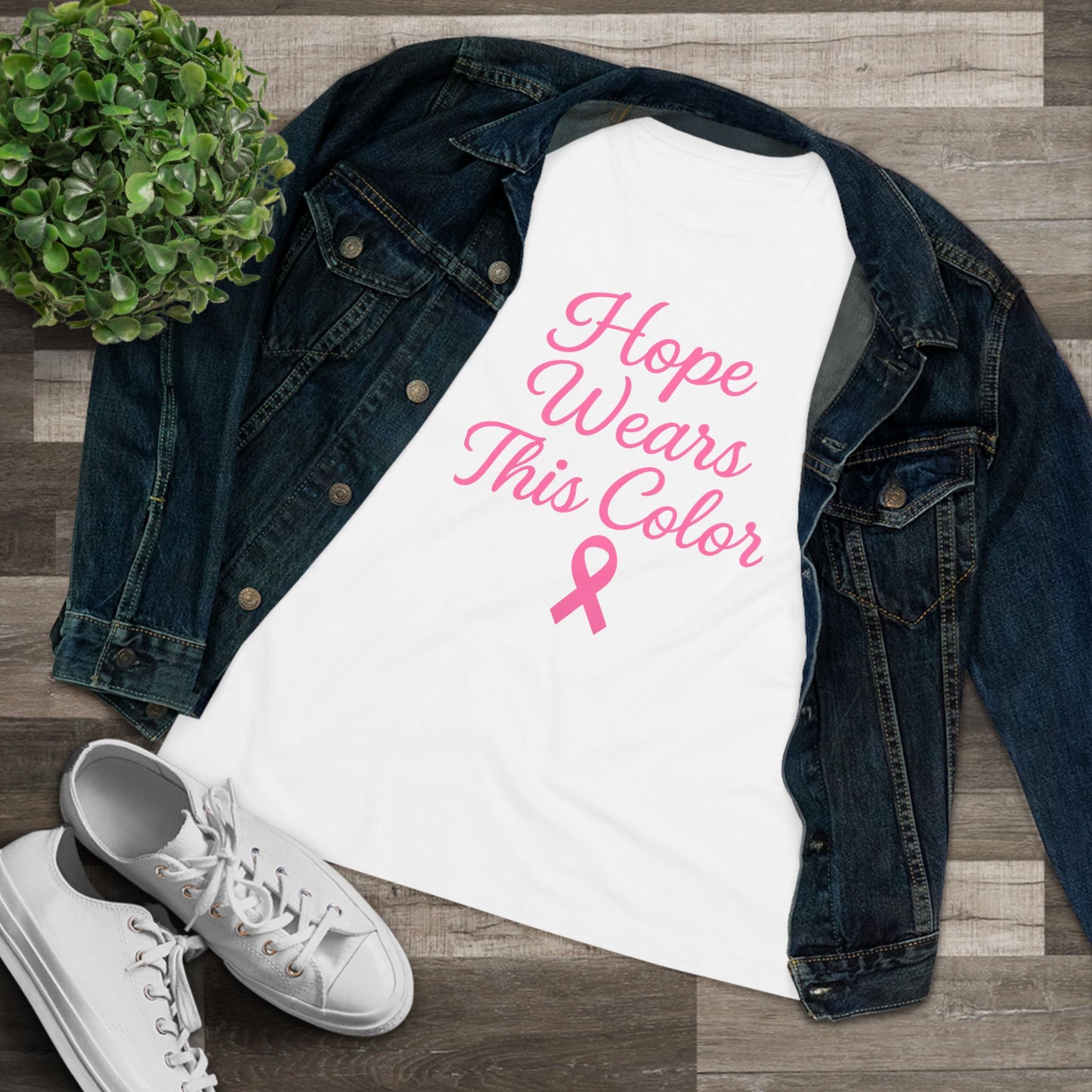 Hope Wears This Color Women's Cotton Tee, Inspirational Gift, Breast Cancer Awareness Shirt, Supportive Tee, Positive Message Top