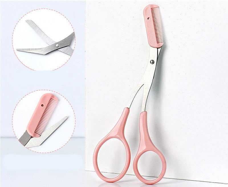 Curved Eyebrow Trimming Knife with Comb