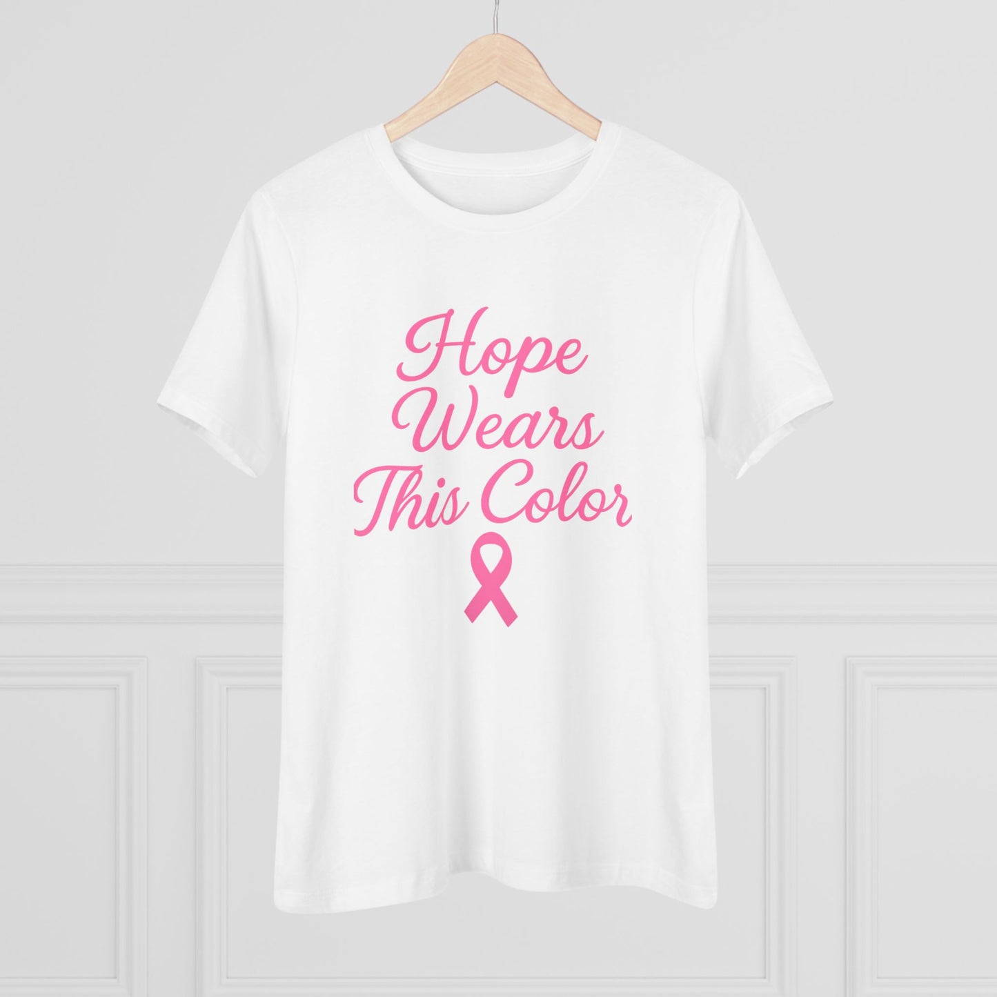 Hope Wears This Color Women's Cotton Tee, Inspirational Gift, Breast Cancer Awareness Shirt, Supportive Tee, Positive Message Top