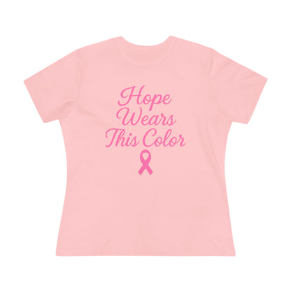 Hope Wears This Color Women's Cotton Tee, Inspirational Gift, Breast Cancer Awareness Shirt, Supportive Tee, Positive Message Top