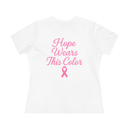 Hope Wears This Color Women's Cotton Tee, Inspirational Gift, Breast Cancer Awareness Shirt, Supportive Tee, Positive Message Top