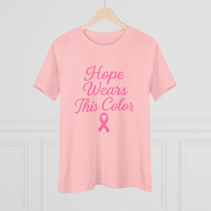 Hope Wears This Color Women's Cotton Tee, Inspirational Gift, Breast Cancer Awareness Shirt, Supportive Tee, Positive Message Top
