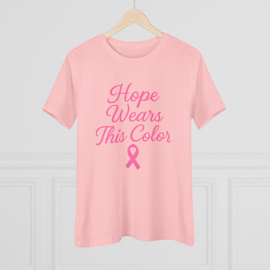 Hope Wears This Color Women's Cotton Tee, Inspirational Gift, Breast Cancer Awareness Shirt, Supportive Tee, Positive Message Top