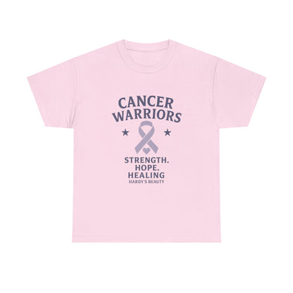 Cancer Warriors Support Tee, Unisex Cotton Tee for Awareness, Strength Hope Healing Shirt, Cancer Survivor Gift, Inspirational Apparel
