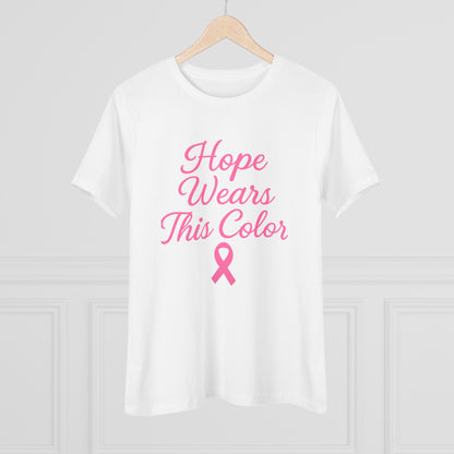 Hope Wears This Color Women's Cotton Tee, Inspirational Gift, Breast Cancer Awareness Shirt, Supportive Tee, Positive Message Top