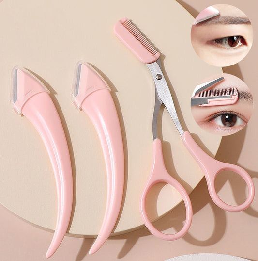 Curved Eyebrow Trimming Knife with Comb